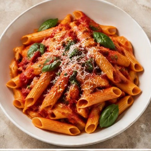 Illustrative Penne al Pomodoro e Basilico